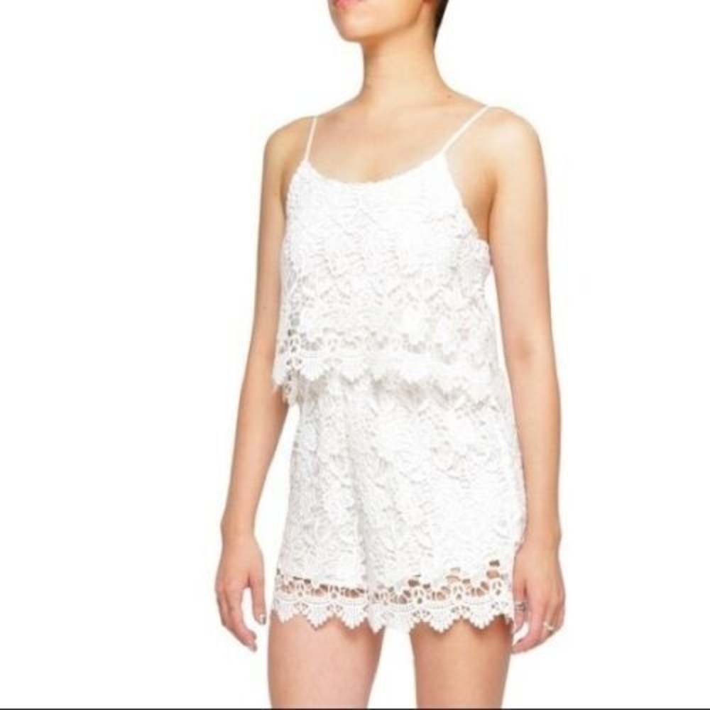 White Lace Sleeveless Romper